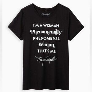 Womens Torrid 1 Black Graphic Tee Slim Fit Crew Tee Maya Angelou Women 1 1 1L
